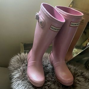 Girls’ pink glitter Hunter boots 2 GUC💖💖💖